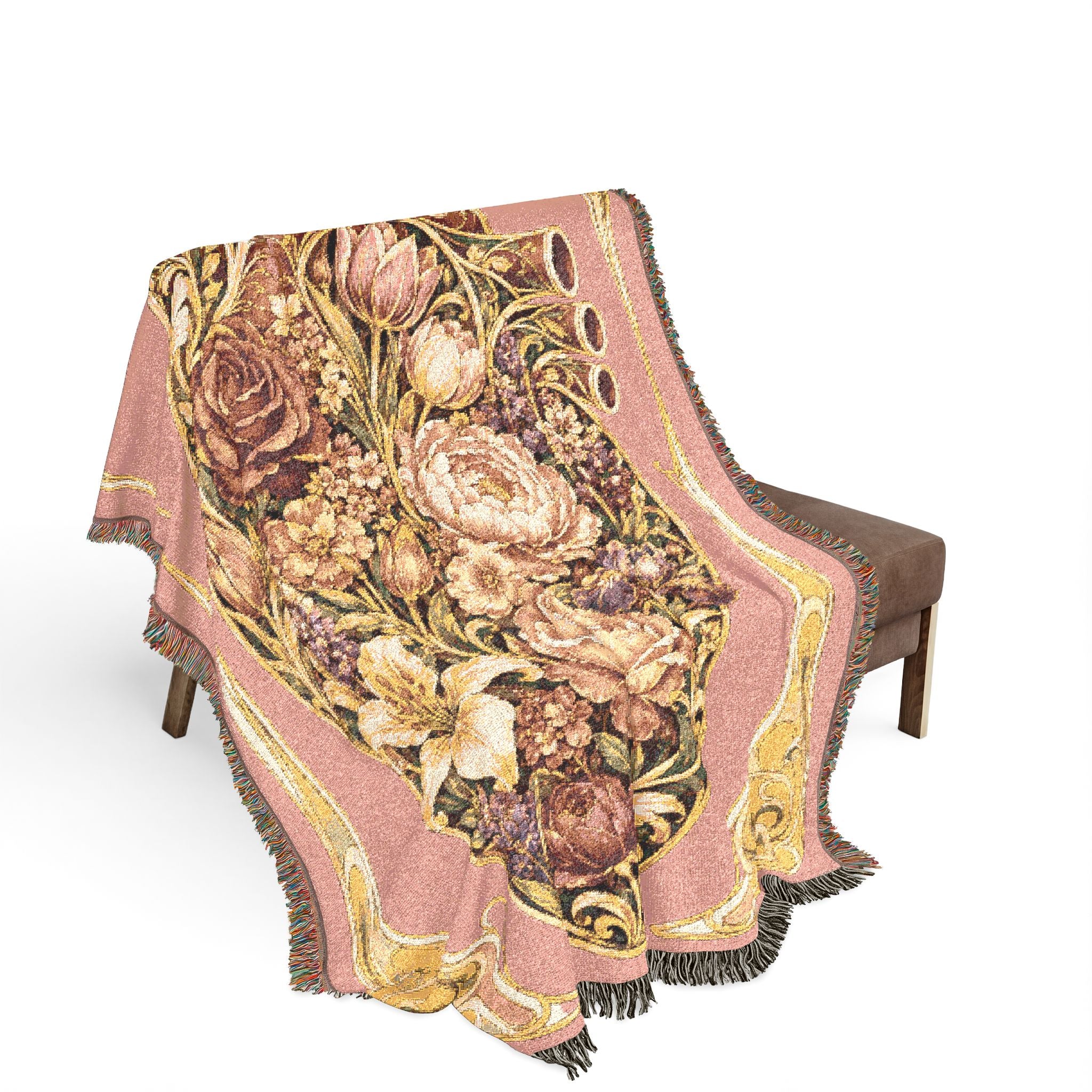 Floral Tapestry Throw Blanket — Vintage Bouquet Woven Blanket