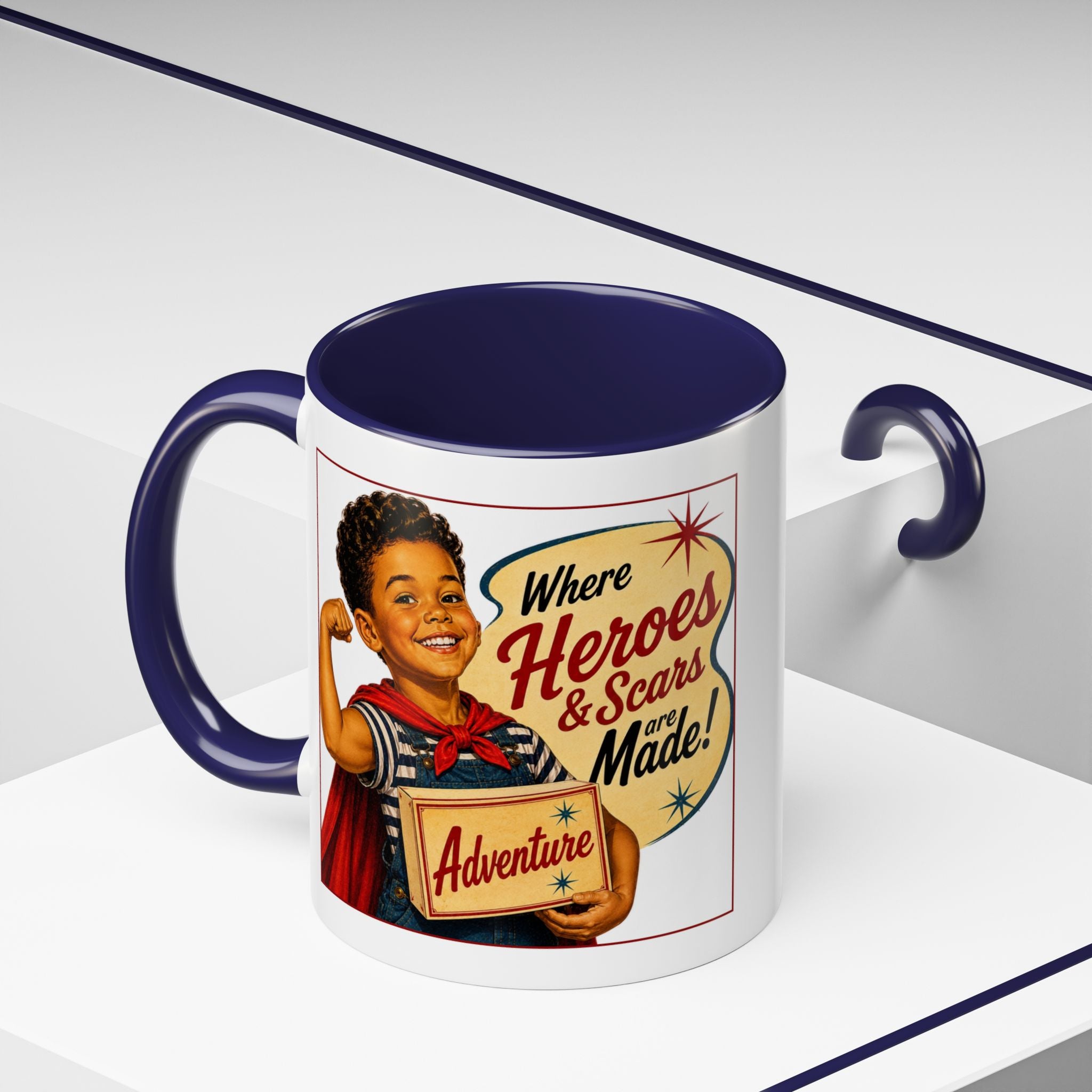 Retro 'Where Heroes & Scars Are Made' Accent Coffee Mug (11/15 oz)