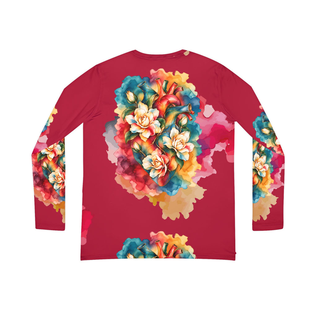 Watercolor Gardenia Women's Long Sleeve V-neck Shirt (AOP)