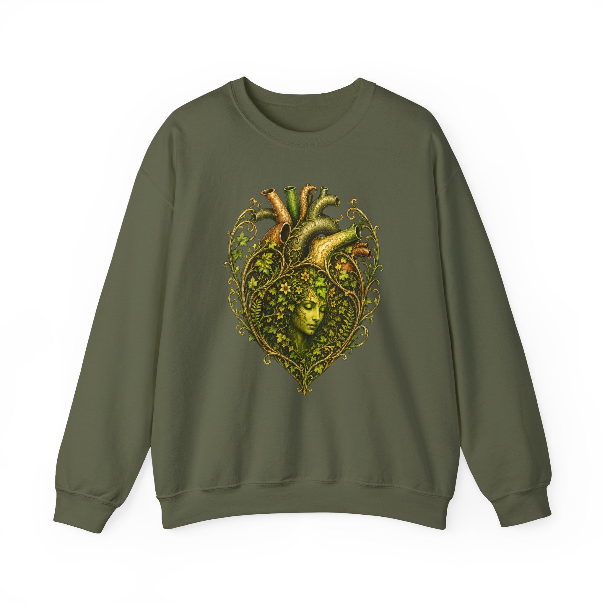 Green Woman Heart Crewneck Sweatshirt