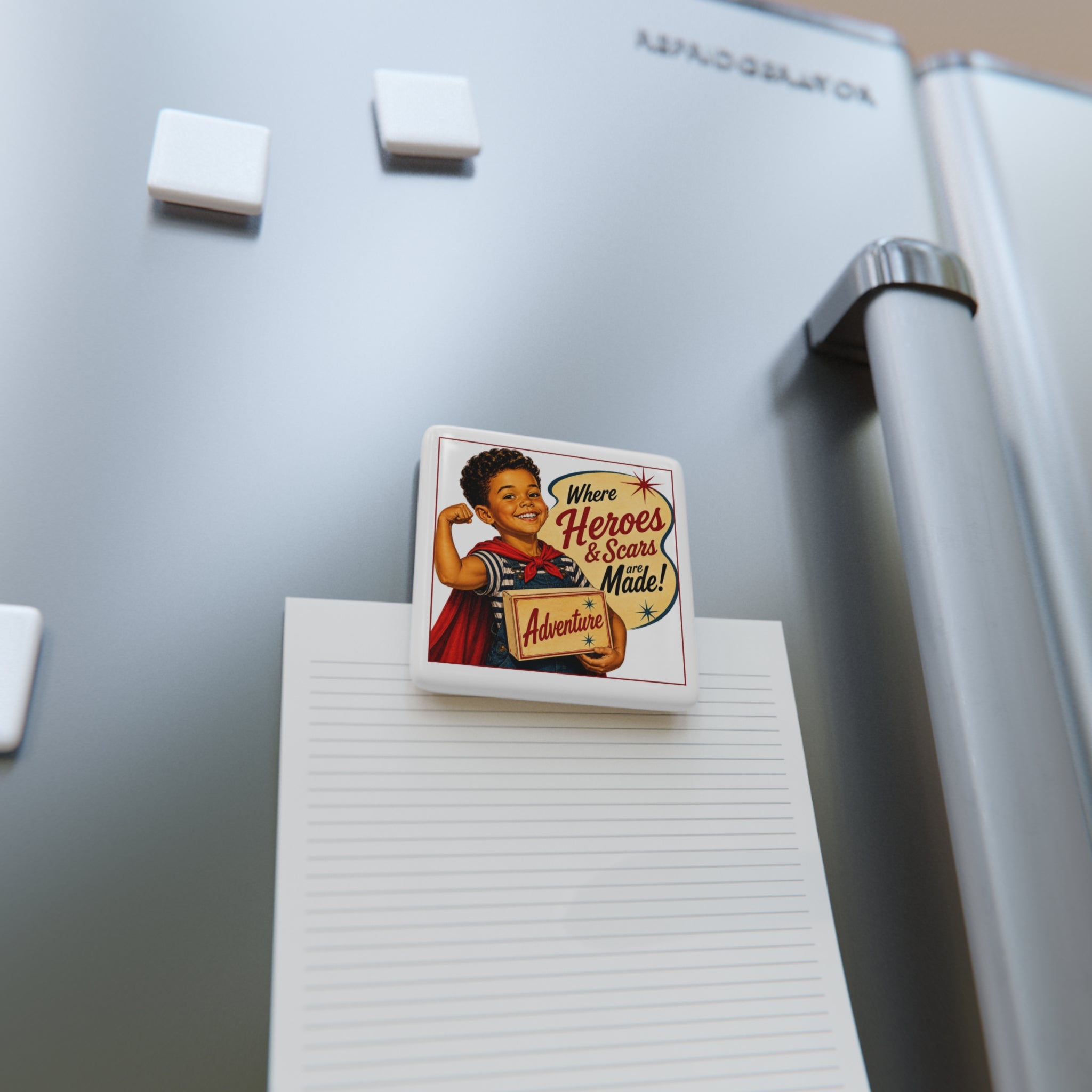 Retro 'Where Heroes & Scars Are Made' Porcelain Magnet