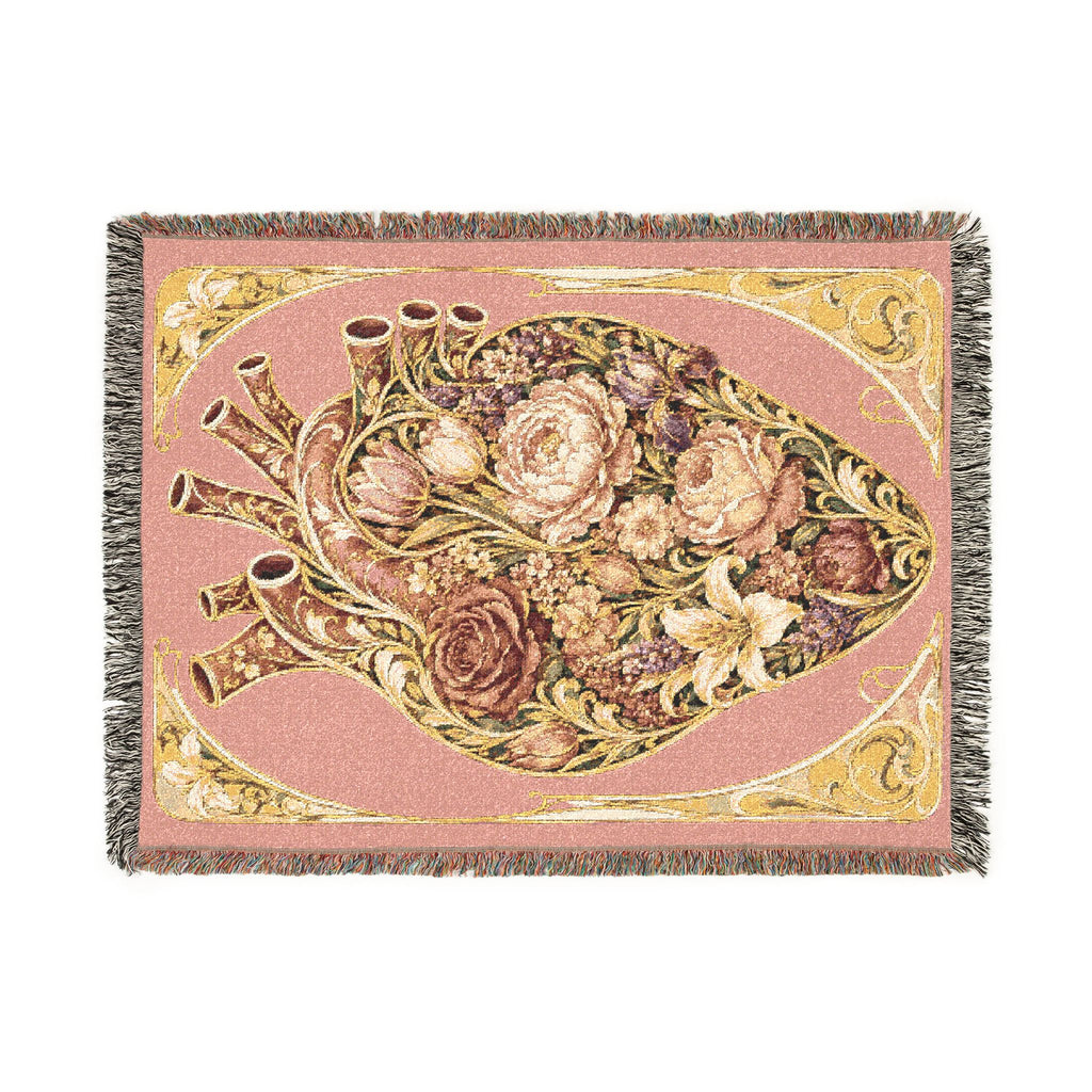 Floral Tapestry Throw Blanket — Vintage Bouquet Woven Blanket