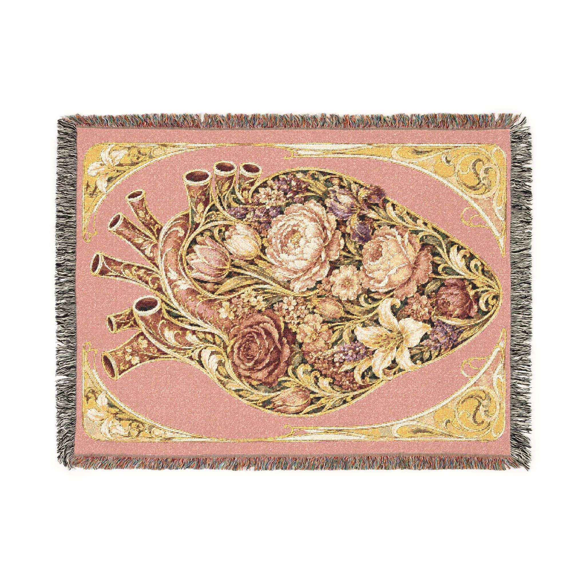 Floral Tapestry Throw Blanket — Vintage Bouquet Woven Blanket