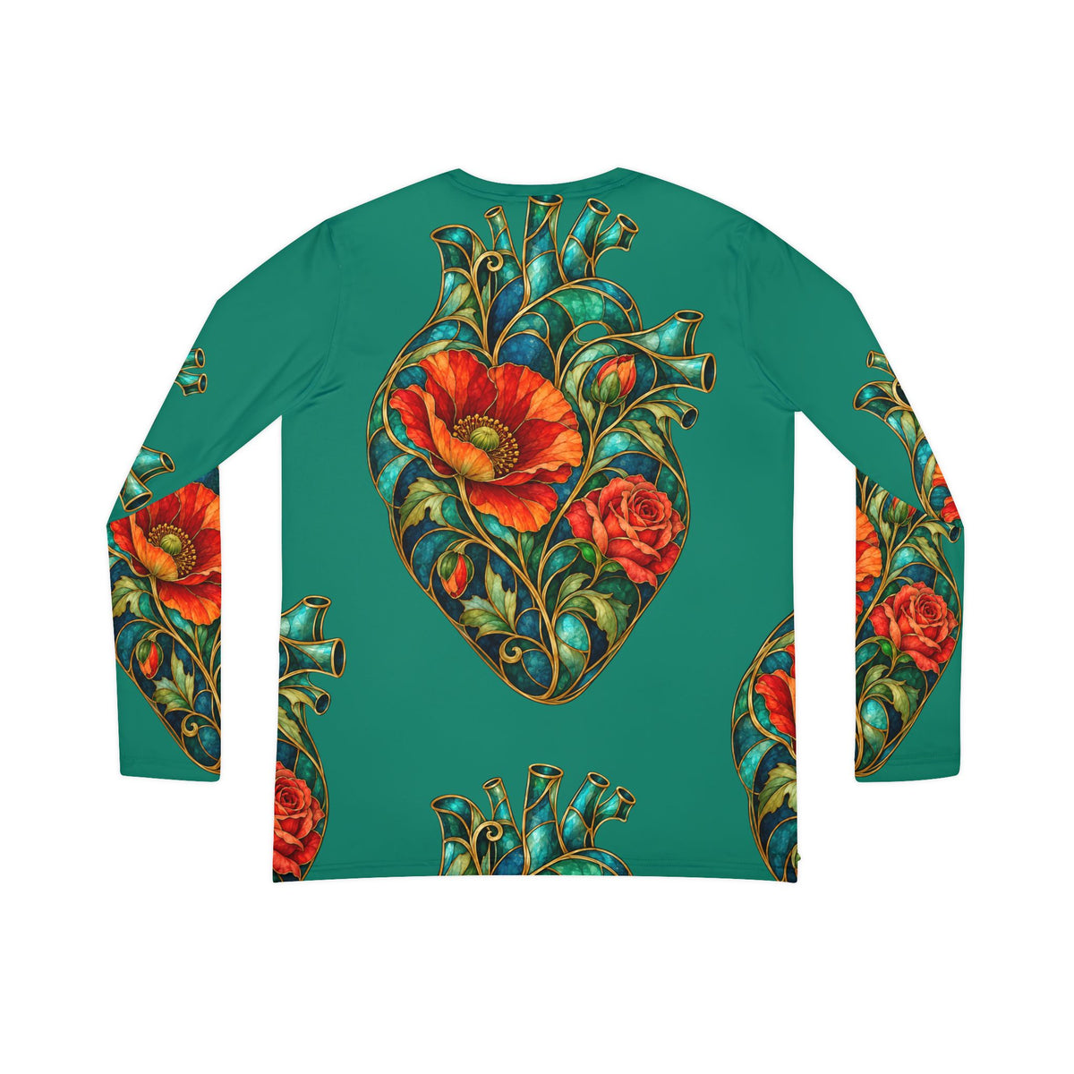 Stained Glass Poppy Women's Long Sleeve V-neck Shirt (AOP)