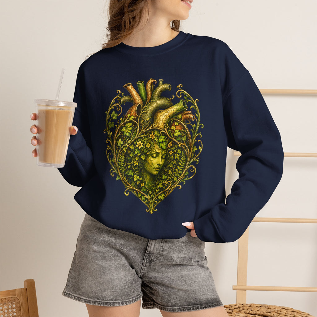 Green Woman Heart Crewneck Sweatshirt