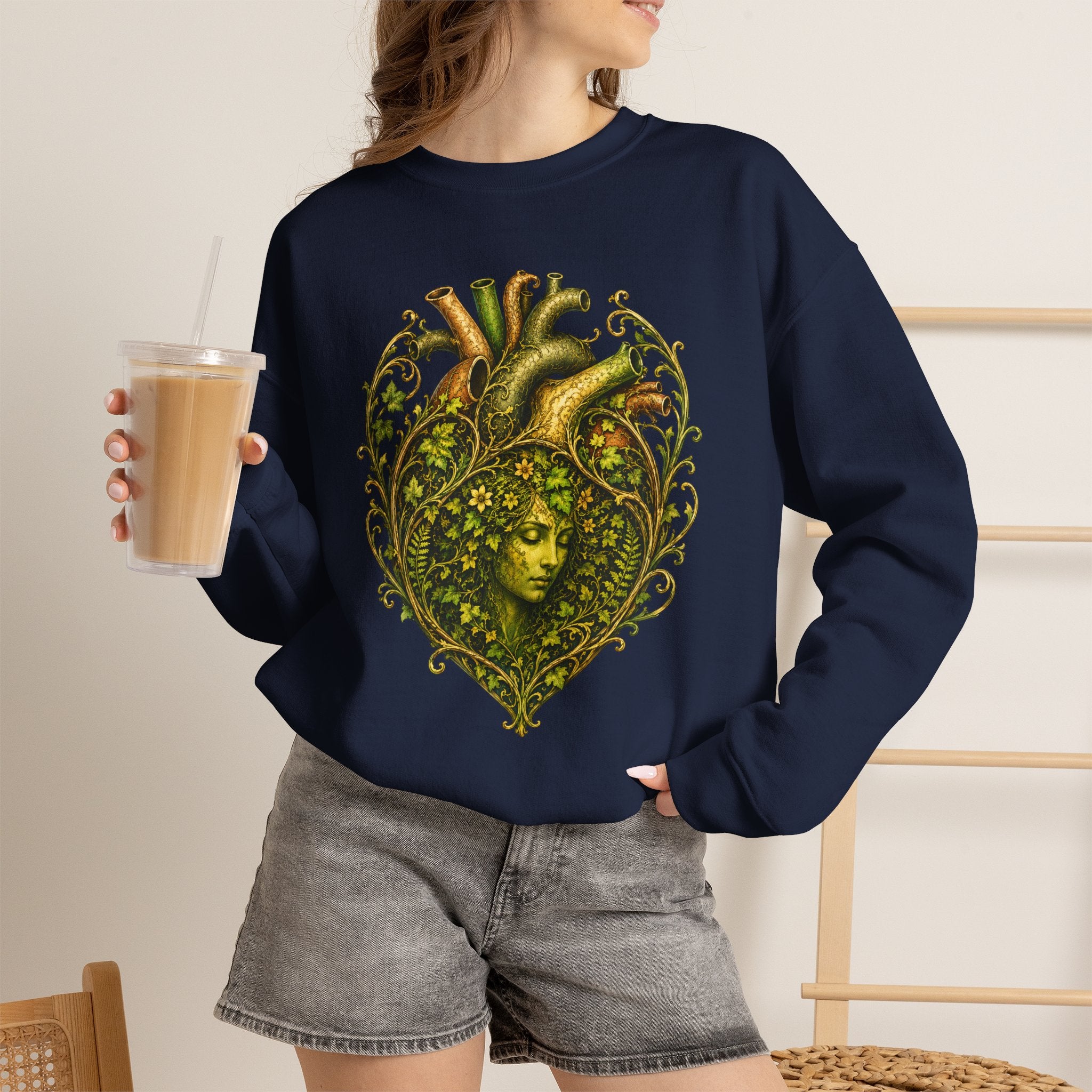 Green Woman Heart Crewneck Sweatshirt