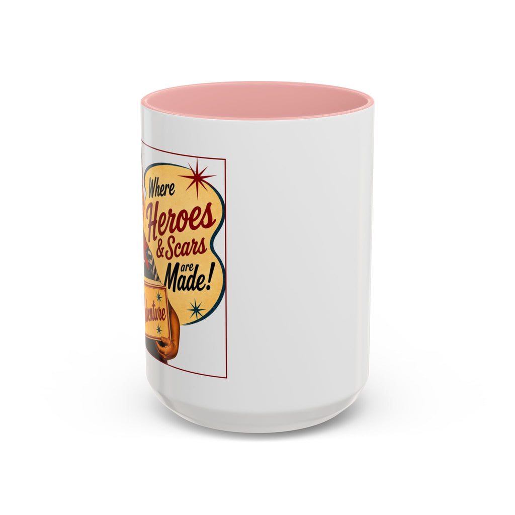 Retro 'Where Heroes & Scars Are Made' Accent Coffee Mug (11/15 oz)