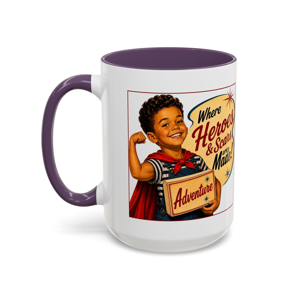 Retro 'Where Heroes & Scars Are Made' Accent Coffee Mug (11/15 oz)