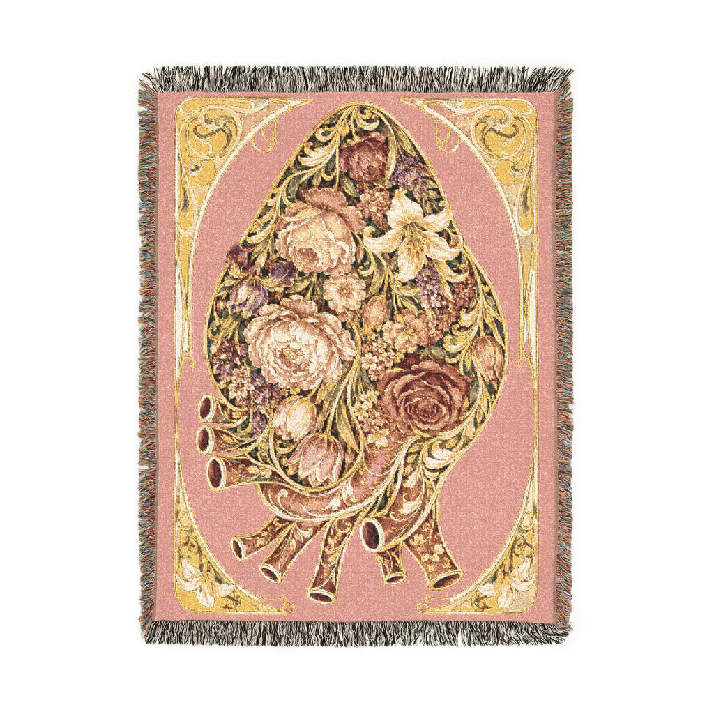 Floral Tapestry Throw Blanket — Vintage Bouquet Woven Blanket