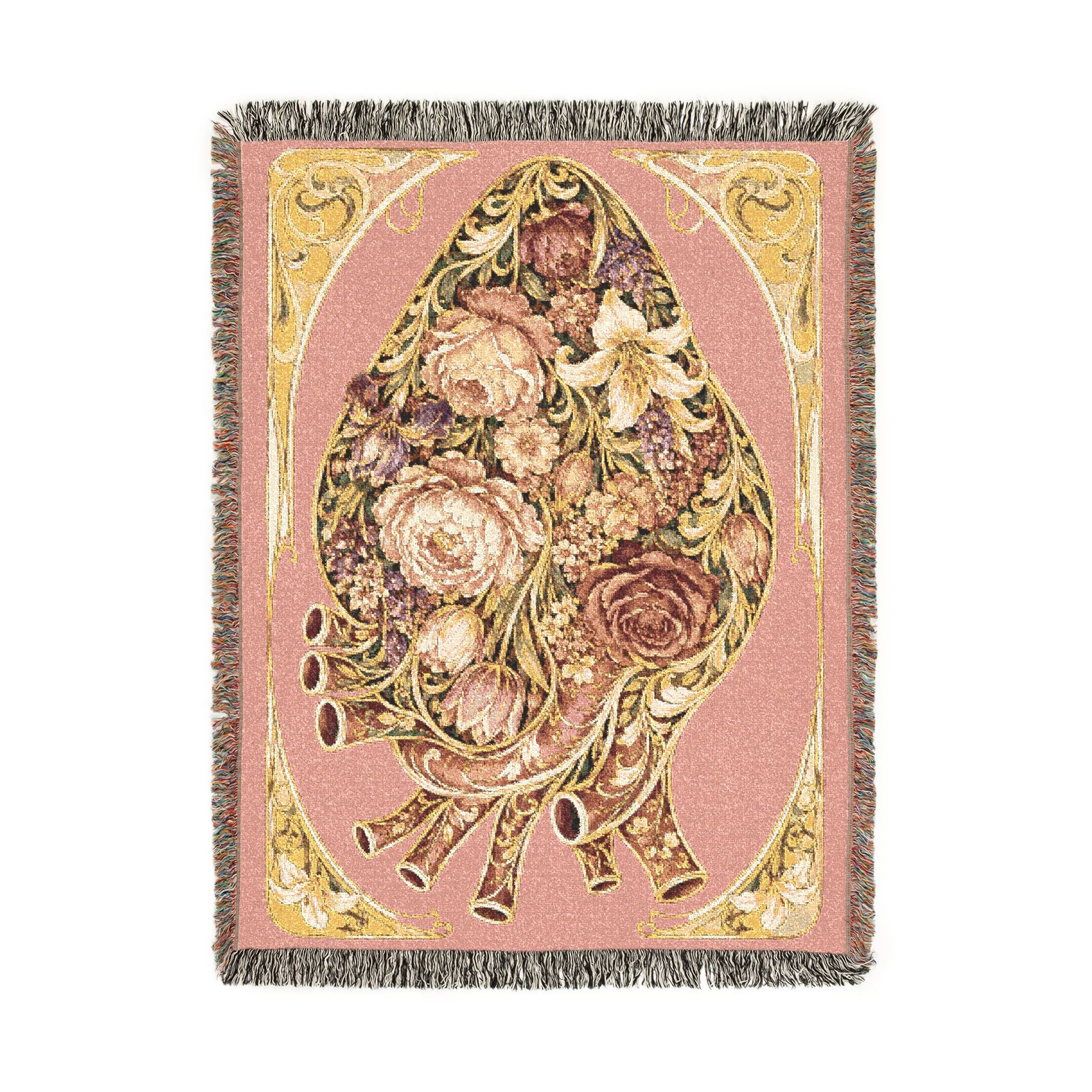 Floral Tapestry Throw Blanket — Vintage Bouquet Woven Blanket