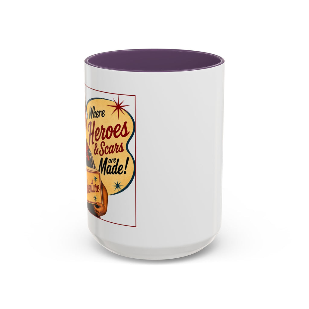 Retro 'Where Heroes & Scars Are Made' Accent Coffee Mug (11/15 oz)
