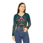 Floral Art Nouveau V-Neck Long Sleeve
