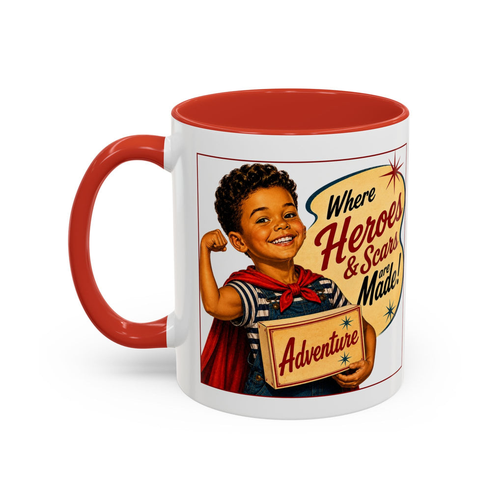Retro 'Where Heroes & Scars Are Made' Accent Coffee Mug (11/15 oz)