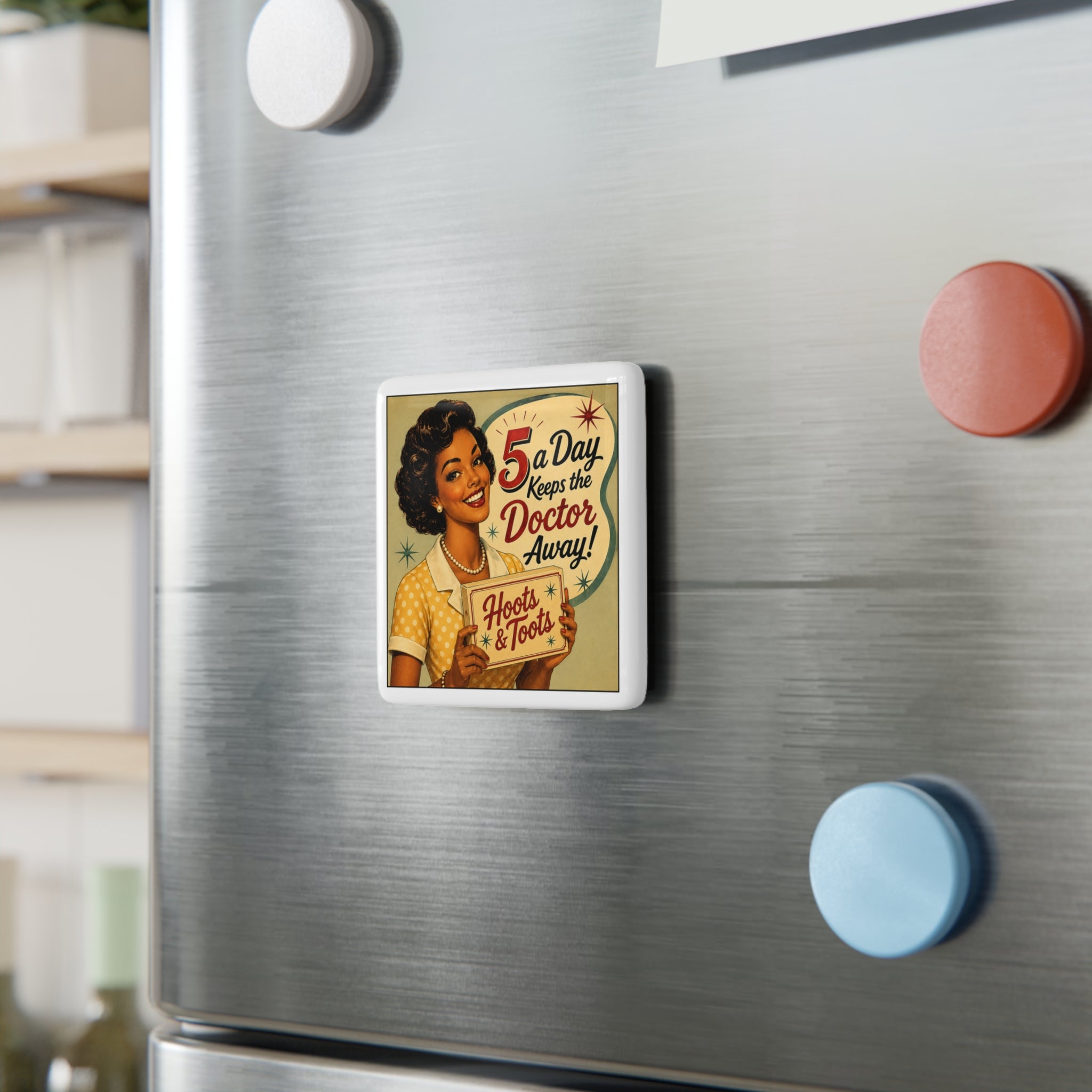 Retro 5 a Day Porcelain Magnet — Vintage Kitchen Decor