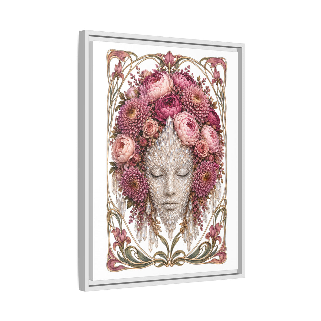 Framed Crystal Floral Muse Canvas Print — Botanical Portrait Wall Art