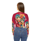 Watercolor Gardenia Women's Long Sleeve V-neck Shirt (AOP)