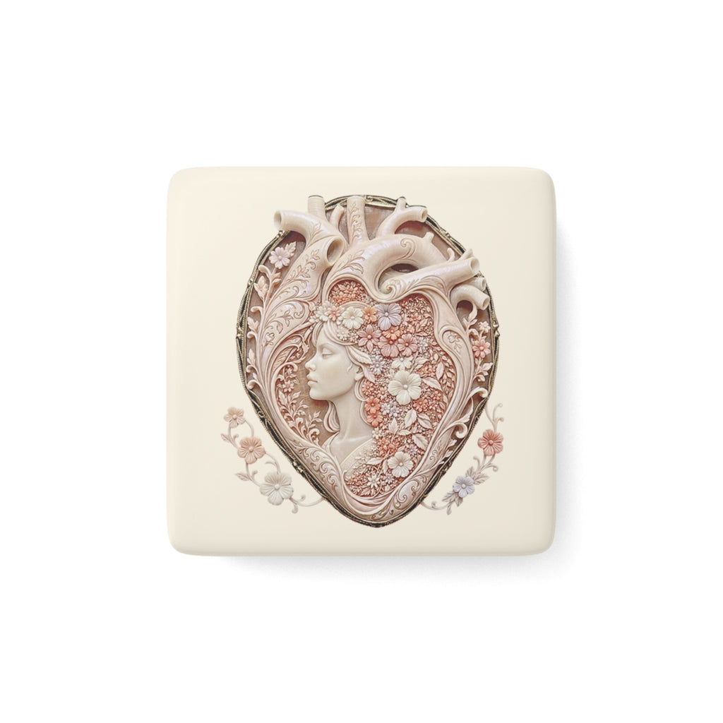 Cameo Floral Portrait Porcelain Magnet