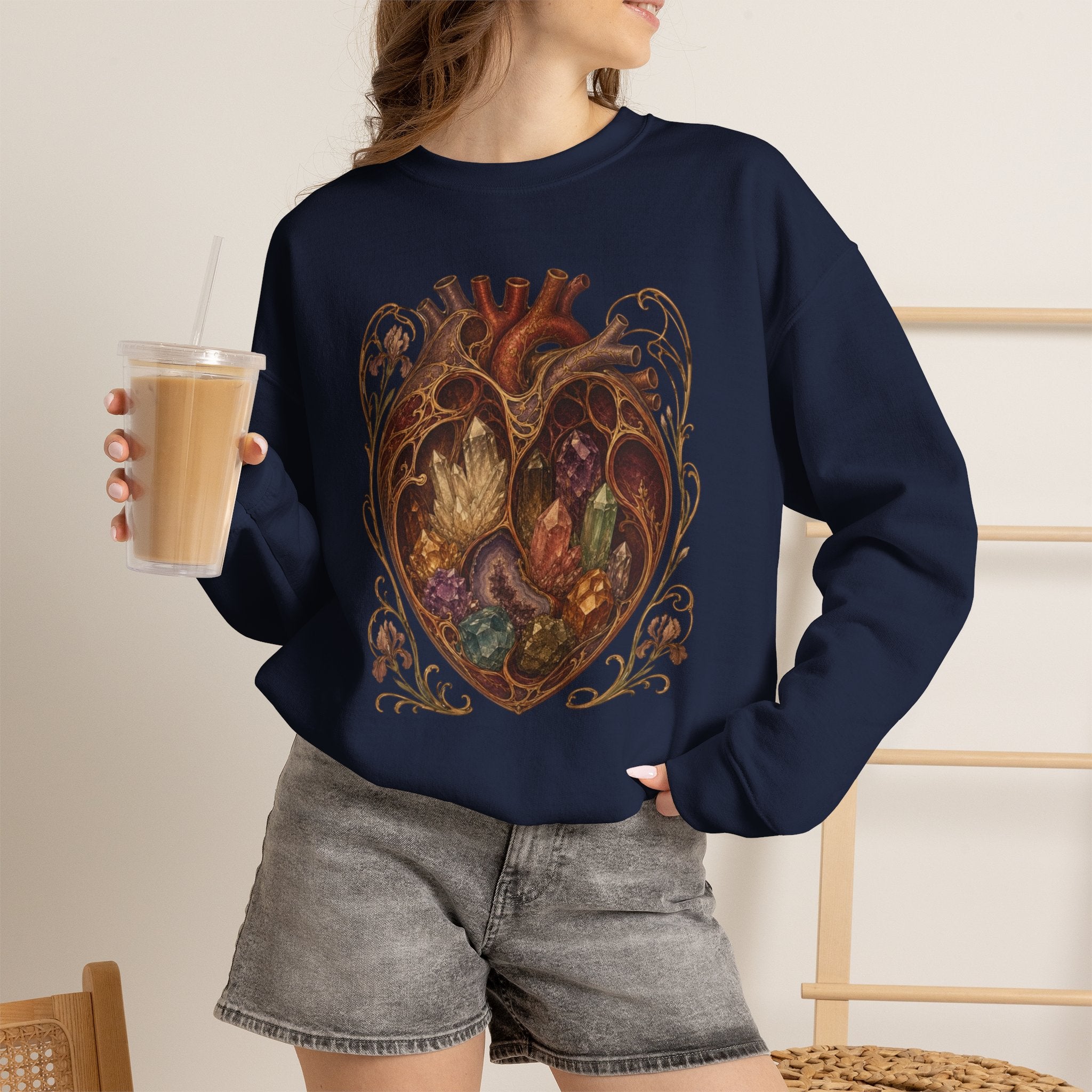 Crystal Heart Crewneck Sweatshirt