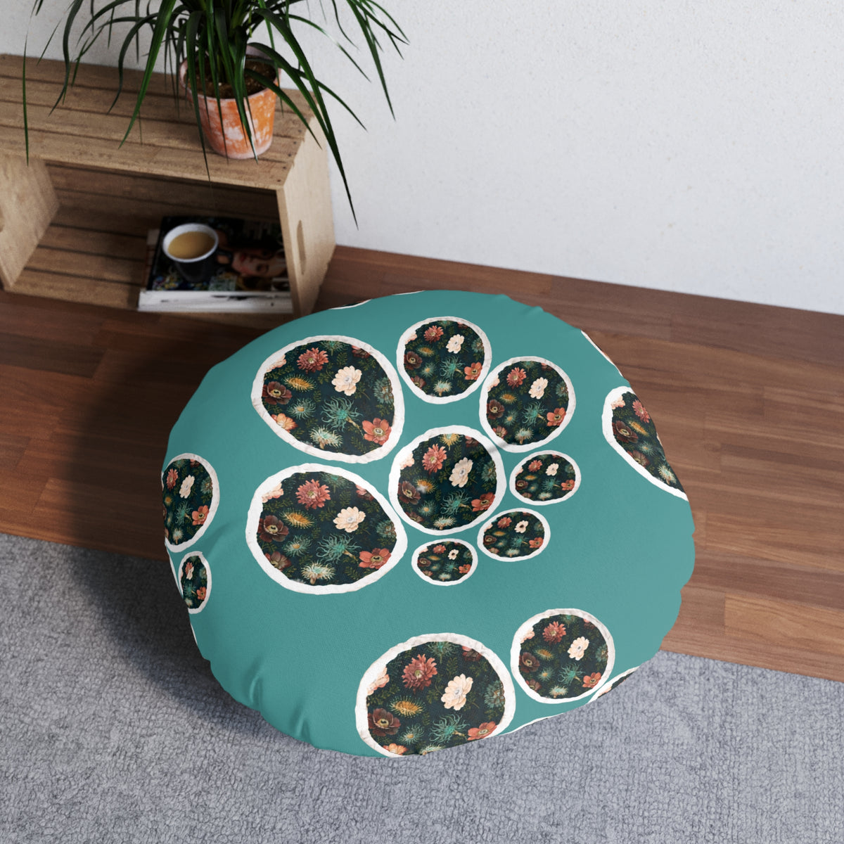 Anemones  Tufted Floor Pillow, Round