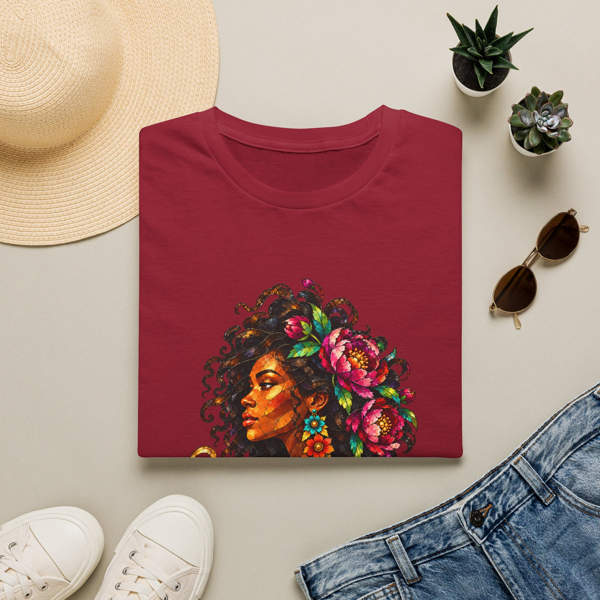 Peonies Stained Glass Graphic Tee