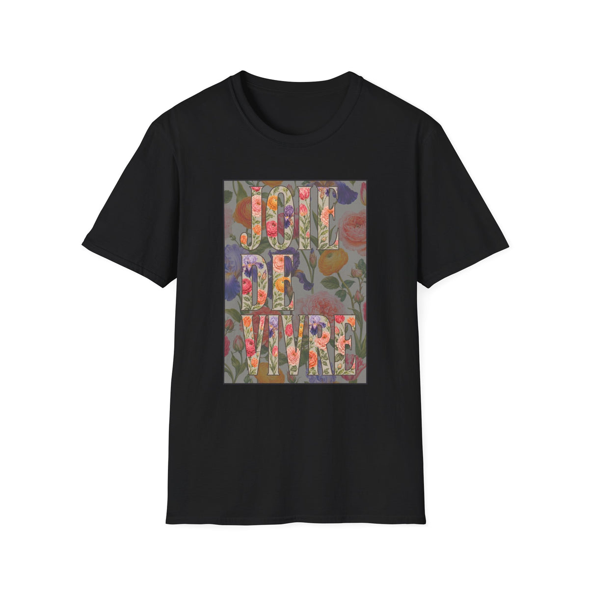Joie de Vivre  Colorful Floral Graphic Tee
