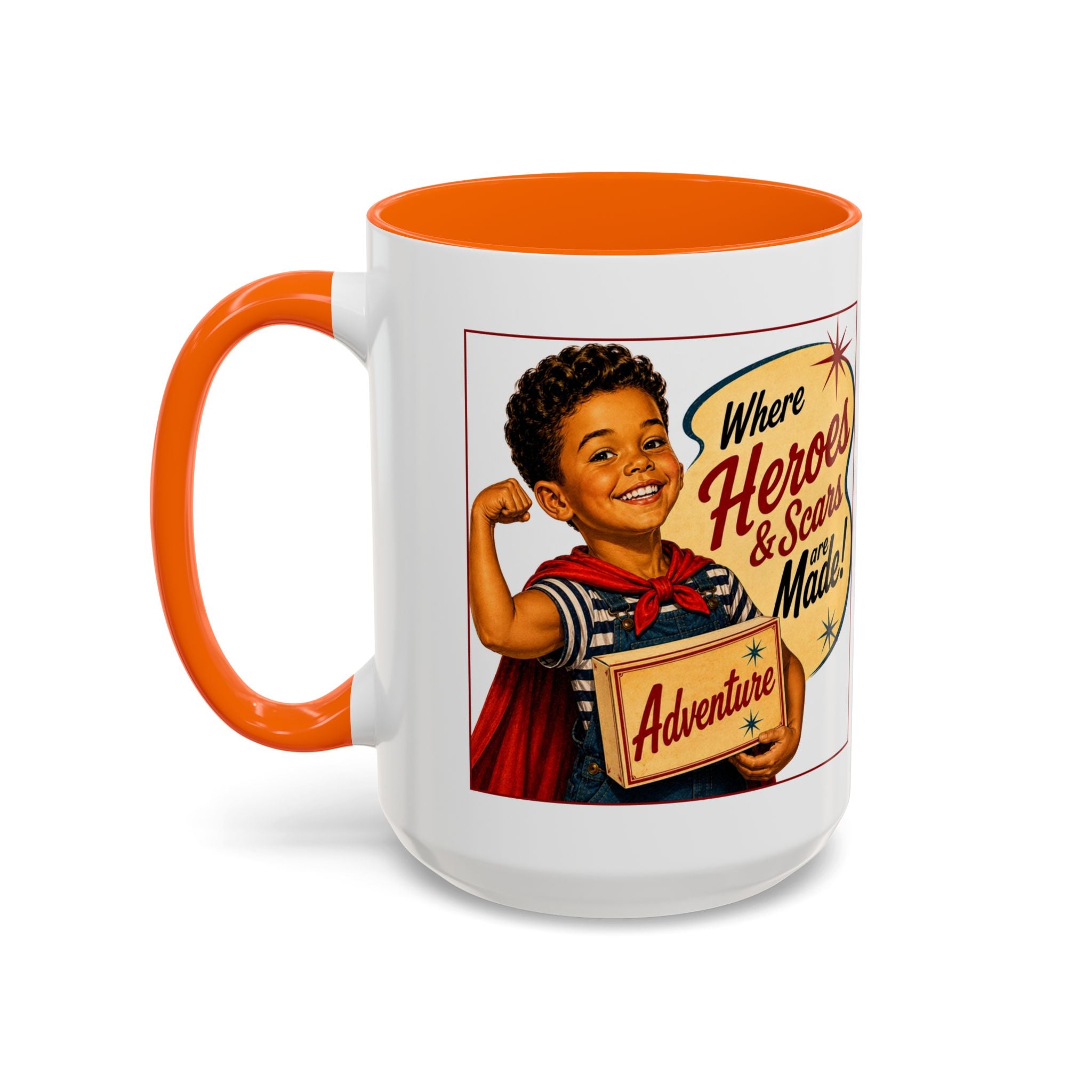 Retro 'Where Heroes & Scars Are Made' Accent Coffee Mug (11/15 oz)
