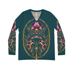 Floral Art Nouveau V-Neck Long Sleeve