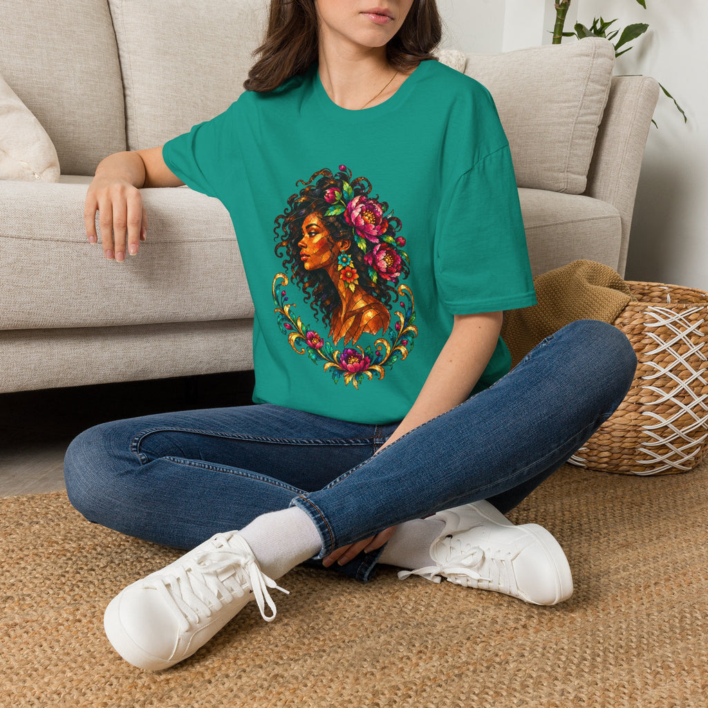 Peonies Stained Glass Graphic Tee