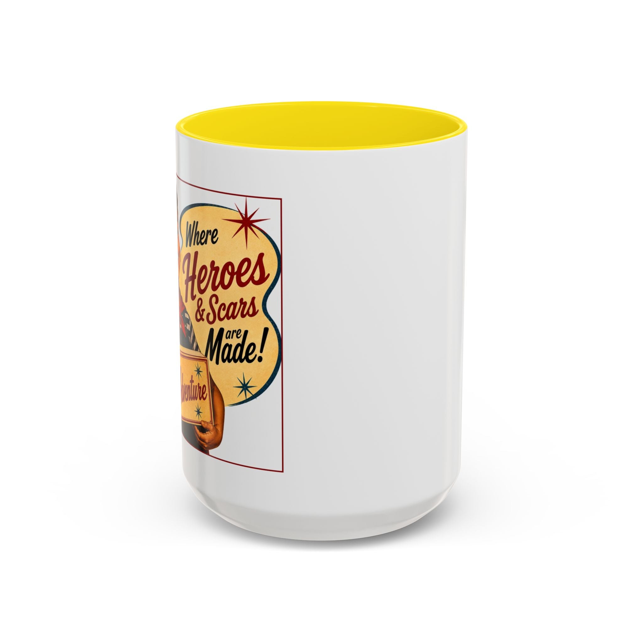Retro 'Where Heroes & Scars Are Made' Accent Coffee Mug (11/15 oz)