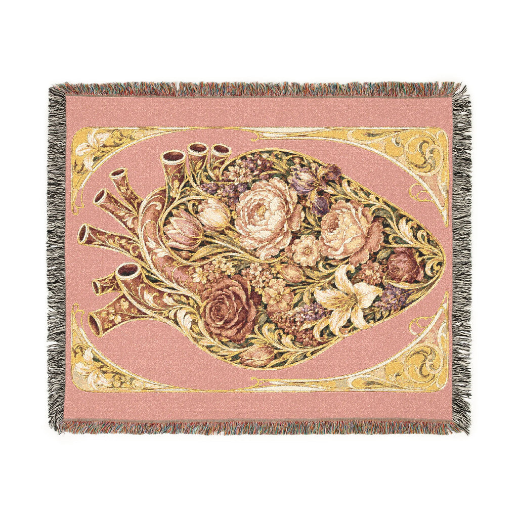 Floral Tapestry Throw Blanket — Vintage Bouquet Woven Blanket