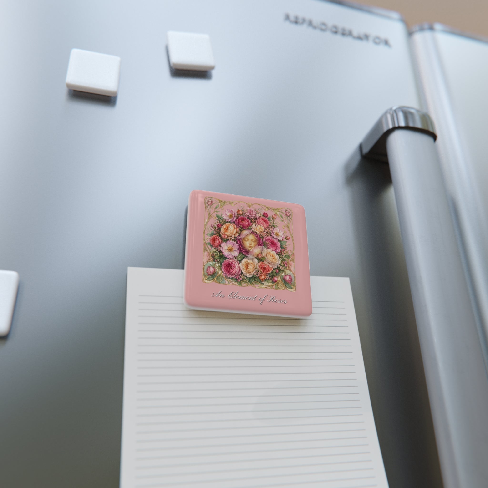 Vintage Floral Portrait Porcelain Magnet — 'An Element of Roses' Square
