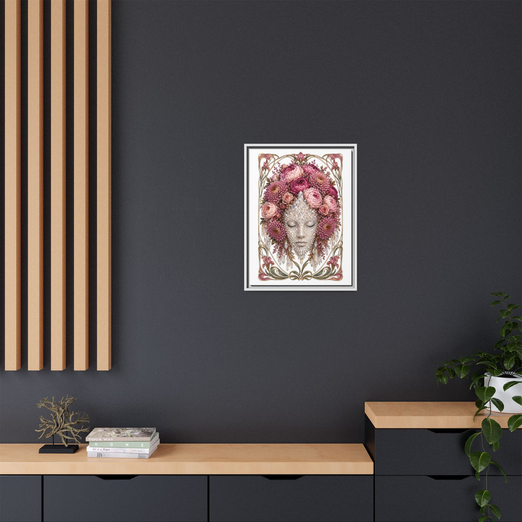 Framed Crystal Floral Muse Canvas Print — Botanical Portrait Wall Art