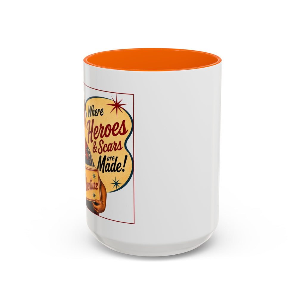Retro 'Where Heroes & Scars Are Made' Accent Coffee Mug (11/15 oz)