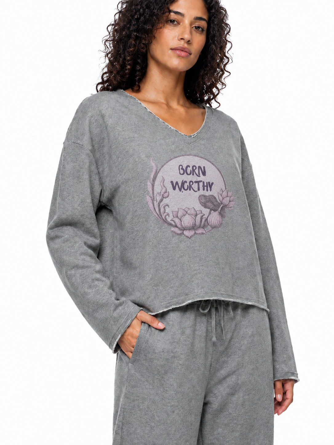 Born Worthy Women's Raw Hem Long Sleeve T-Shirt
