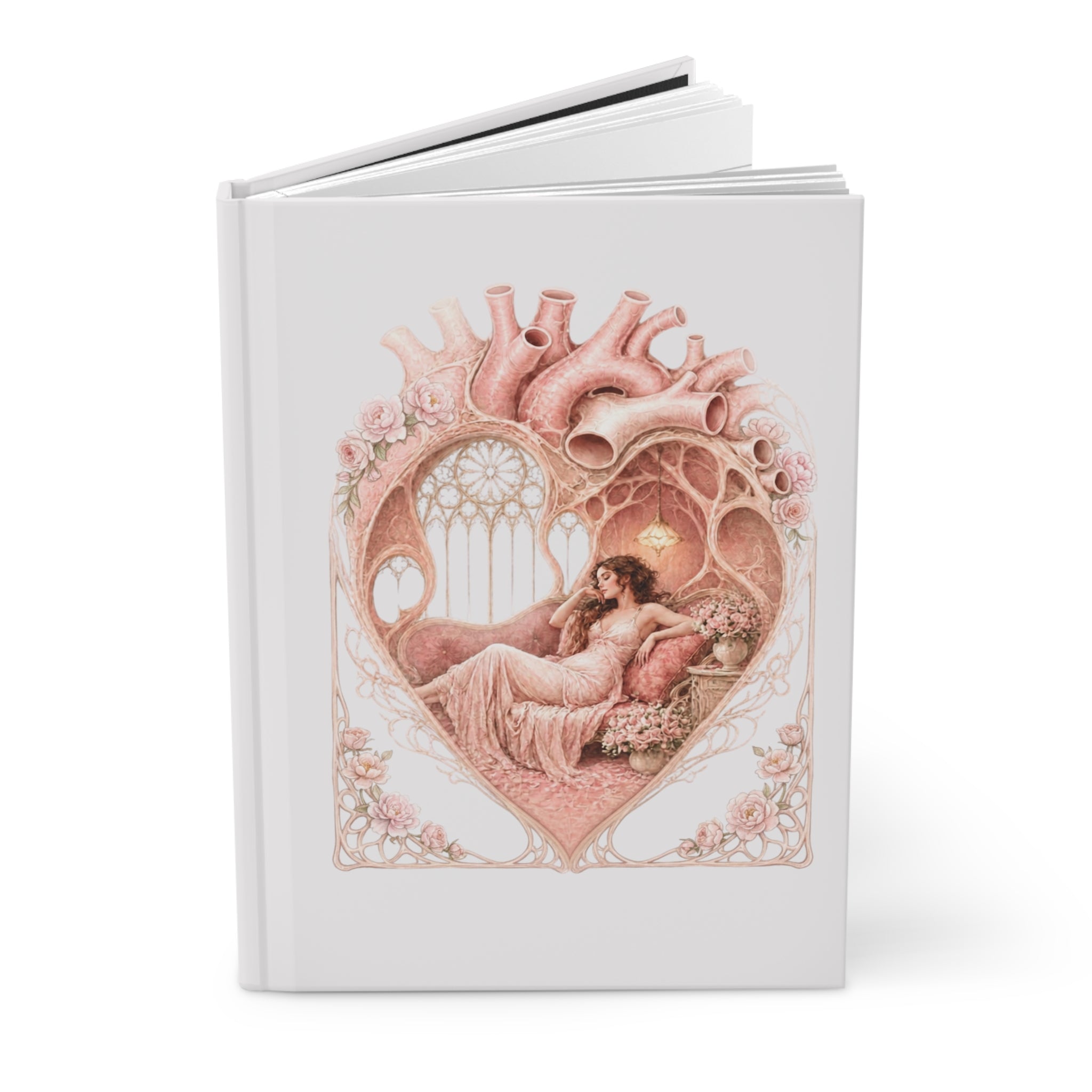 Romantic Heart Anatomy Hardcover Journal — Vintage Art Sketch Notebook