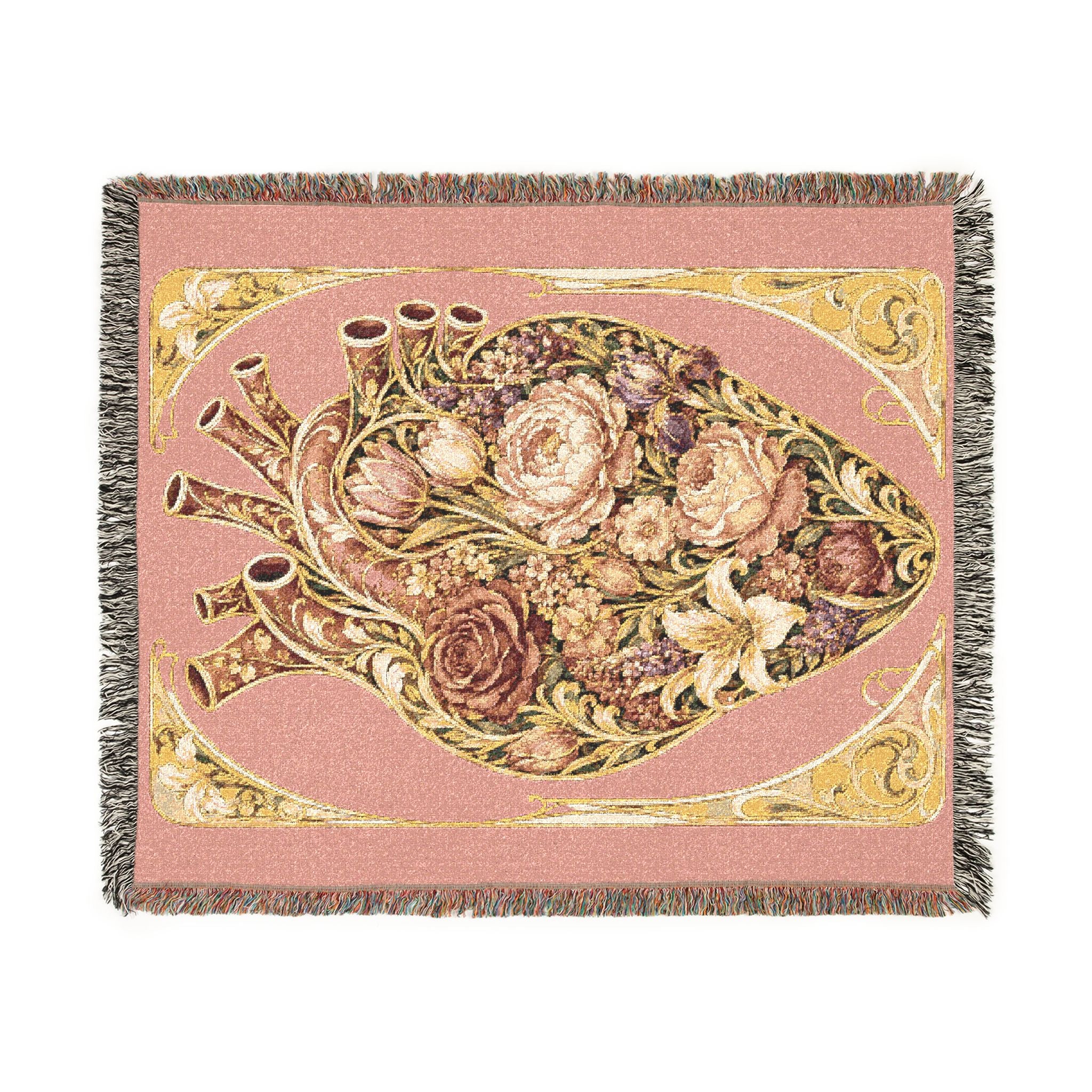 Floral Tapestry Throw Blanket — Vintage Bouquet Woven Blanket