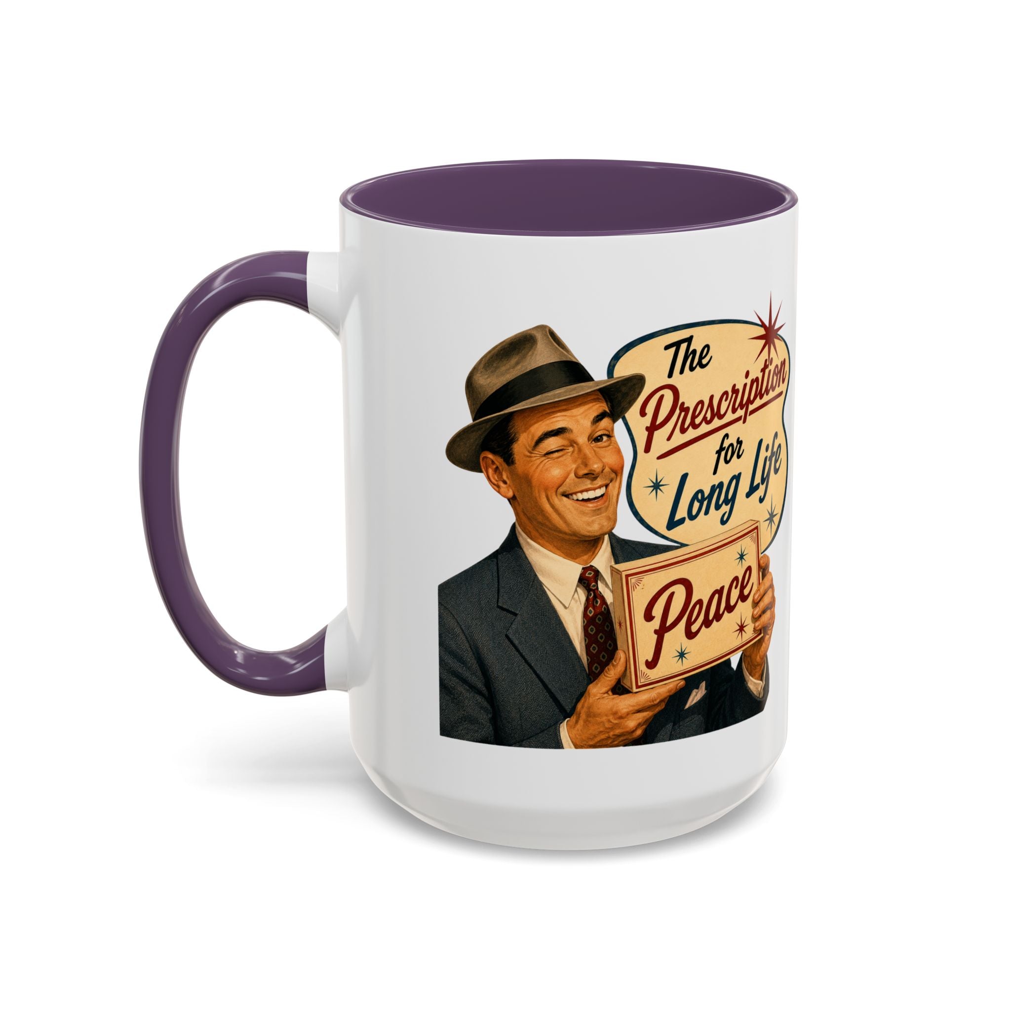 "Peace For a Long Life" Vintage Accent Coffee Mug