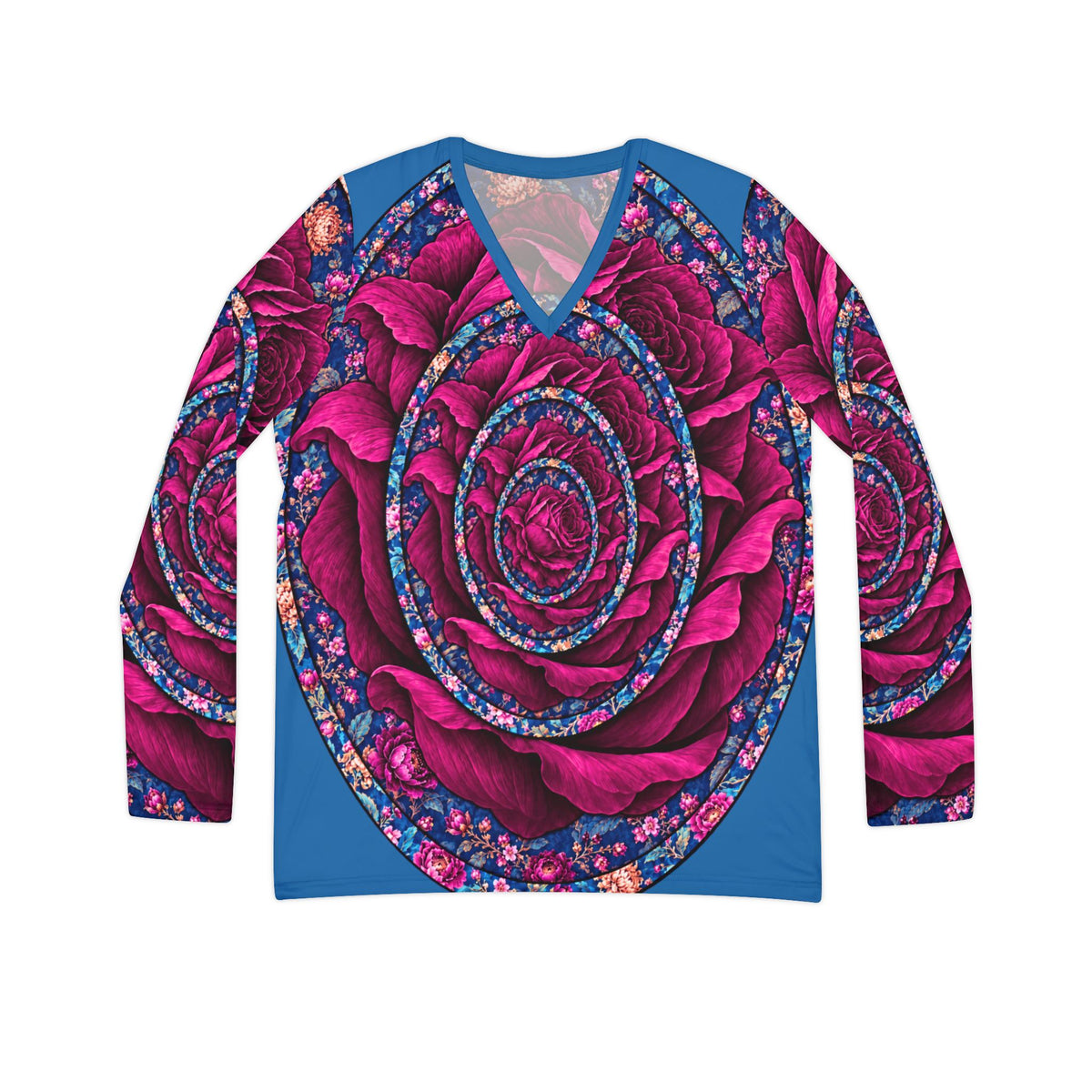 Nested Rose V-Neck Long Sleeve