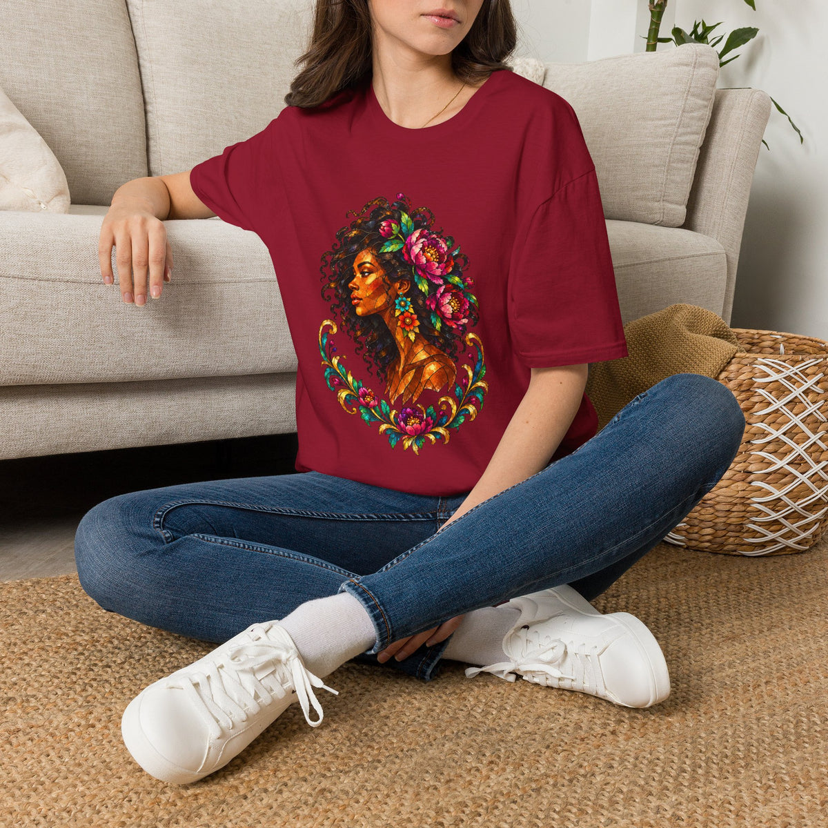Peonies Stained Glass Graphic Tee