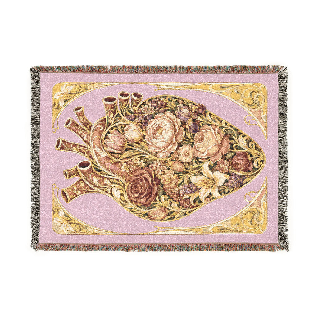 Floral Tapestry Throw Blanket — Vintage Bouquet Woven Blanket