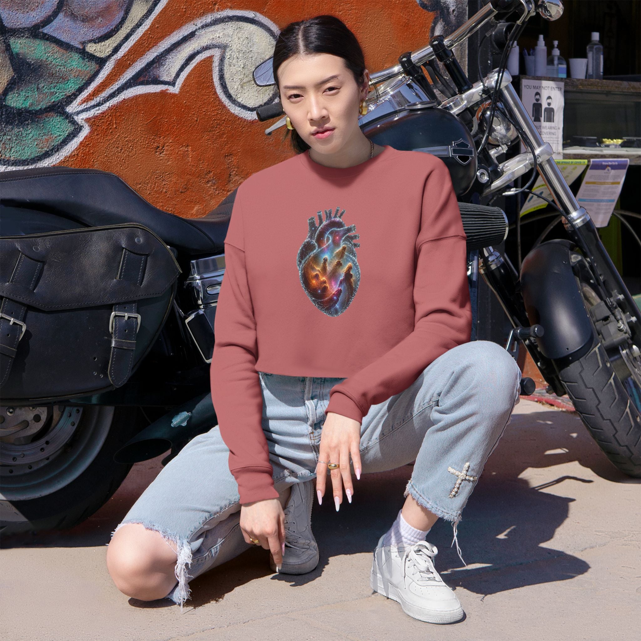 Cropped Sweatshirt —Galaxy Heart