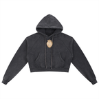 Vintage Heart Snow Washed Cropped Hoodie