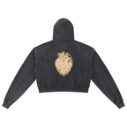 Vintage Heart Snow Washed Cropped Hoodie