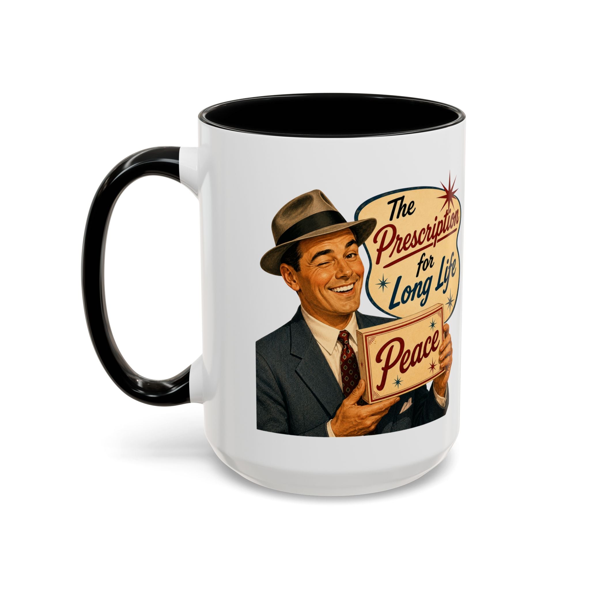 "Peace For a Long Life" Vintage Accent Coffee Mug