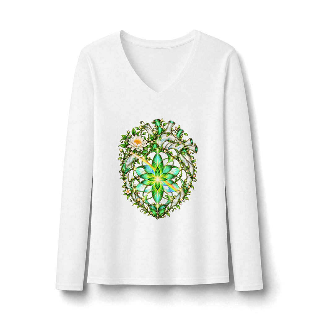 Heart Chakra V-Neck Long Sleeve T-Shirt