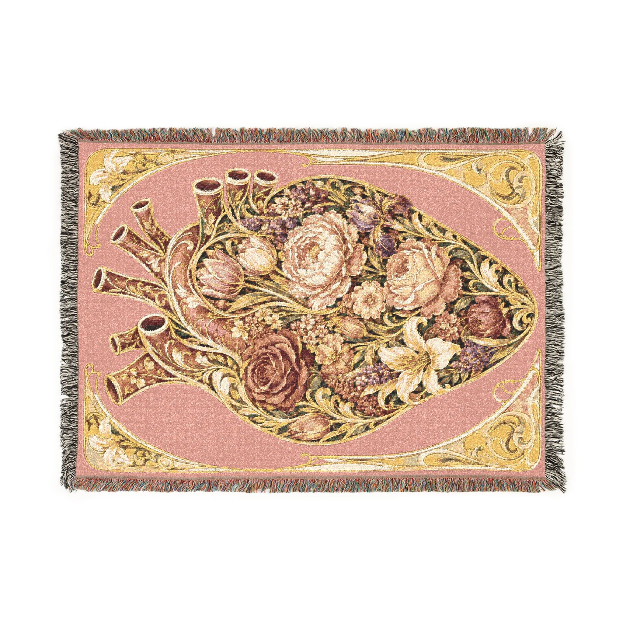 Floral Tapestry Throw Blanket — Vintage Bouquet Woven Blanket