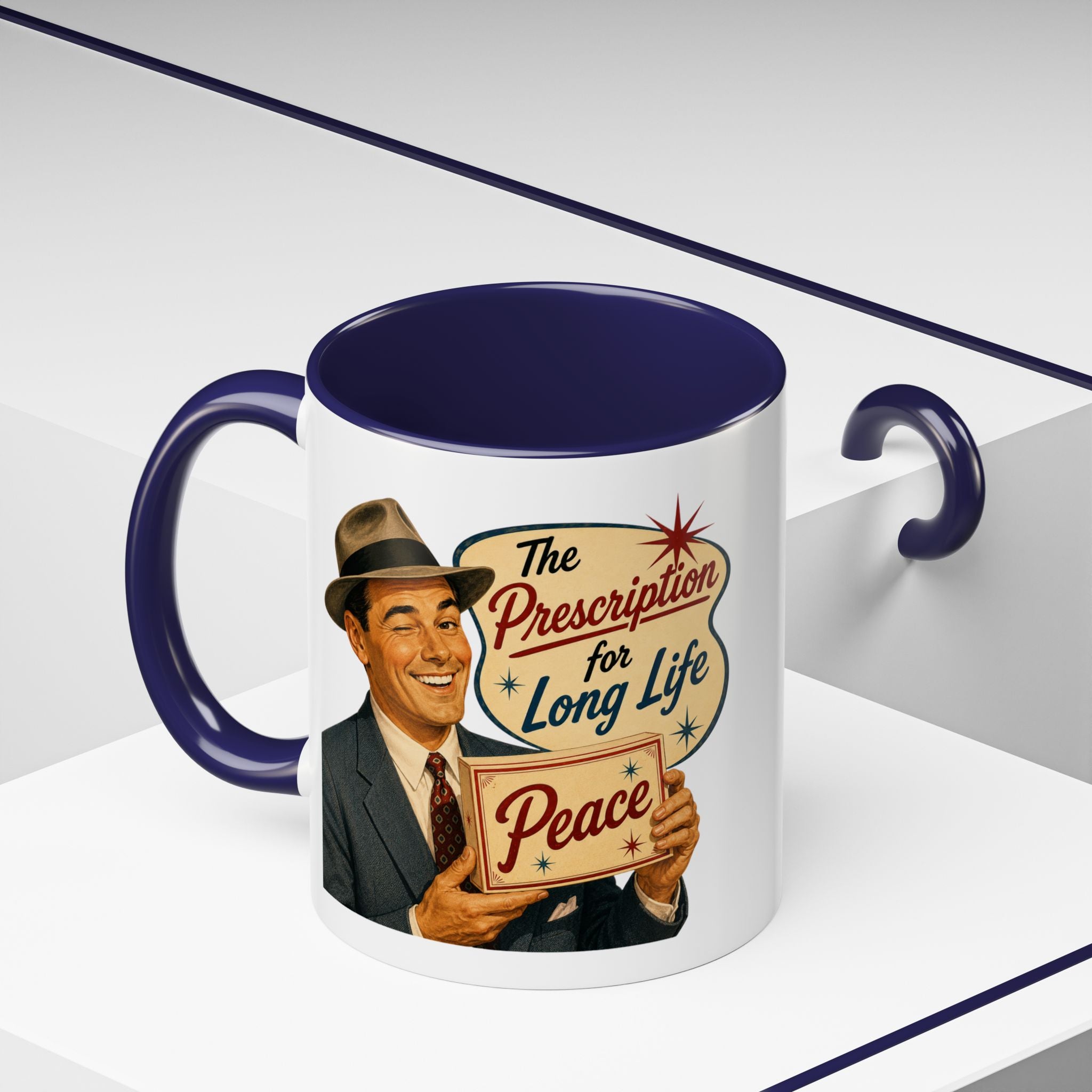 "Peace For a Long Life" Vintage Accent Coffee Mug