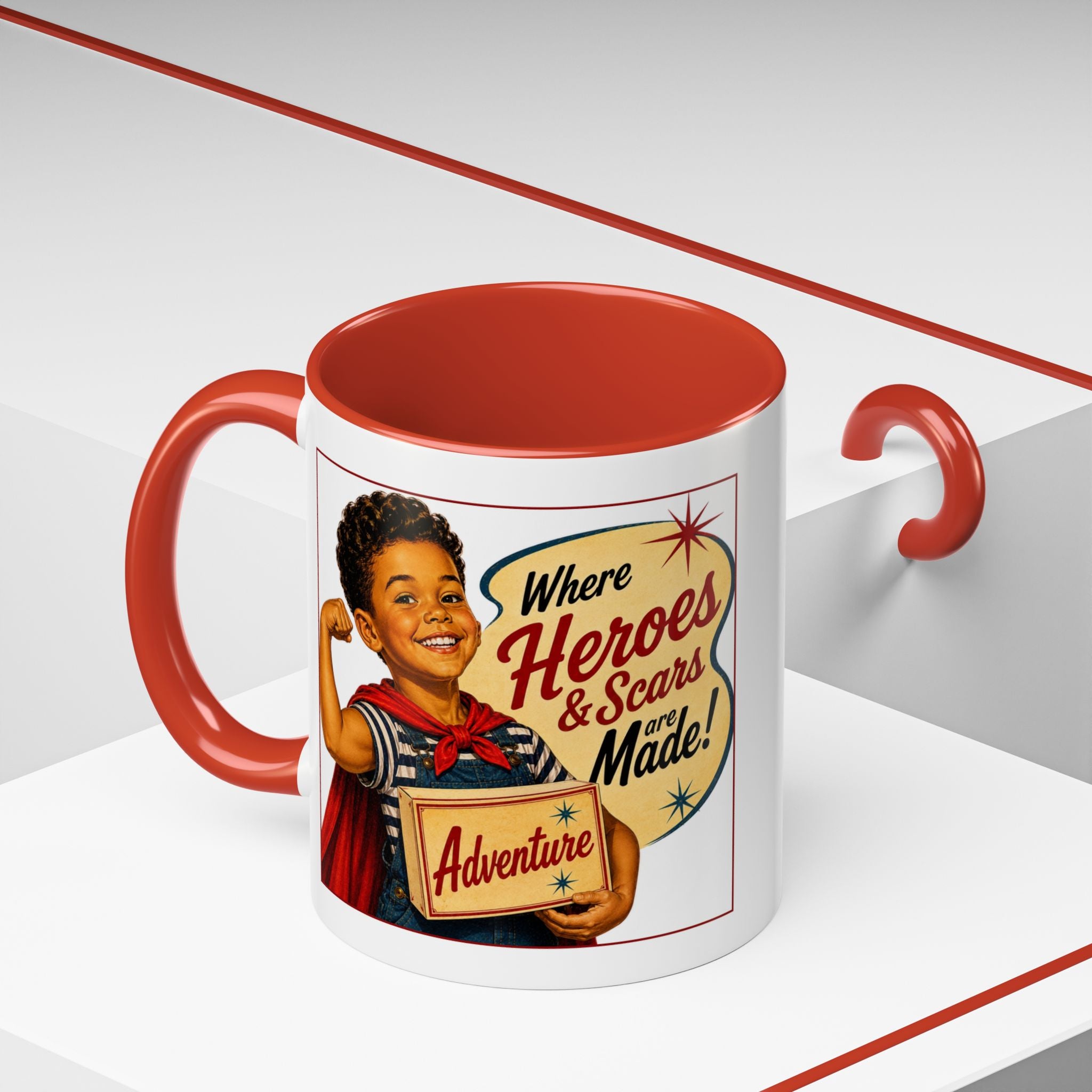 Retro 'Where Heroes & Scars Are Made' Accent Coffee Mug (11/15 oz)