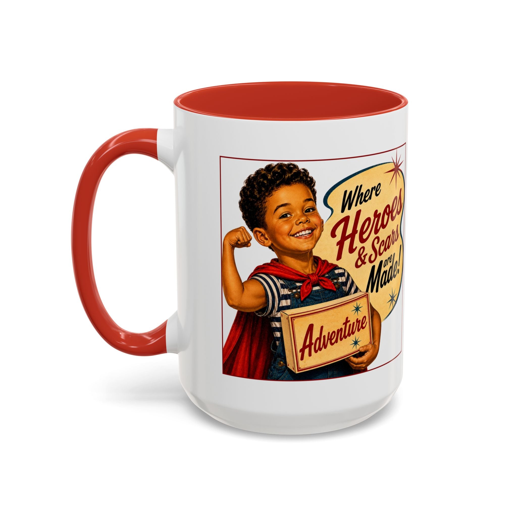 Retro 'Where Heroes & Scars Are Made' Accent Coffee Mug (11/15 oz)