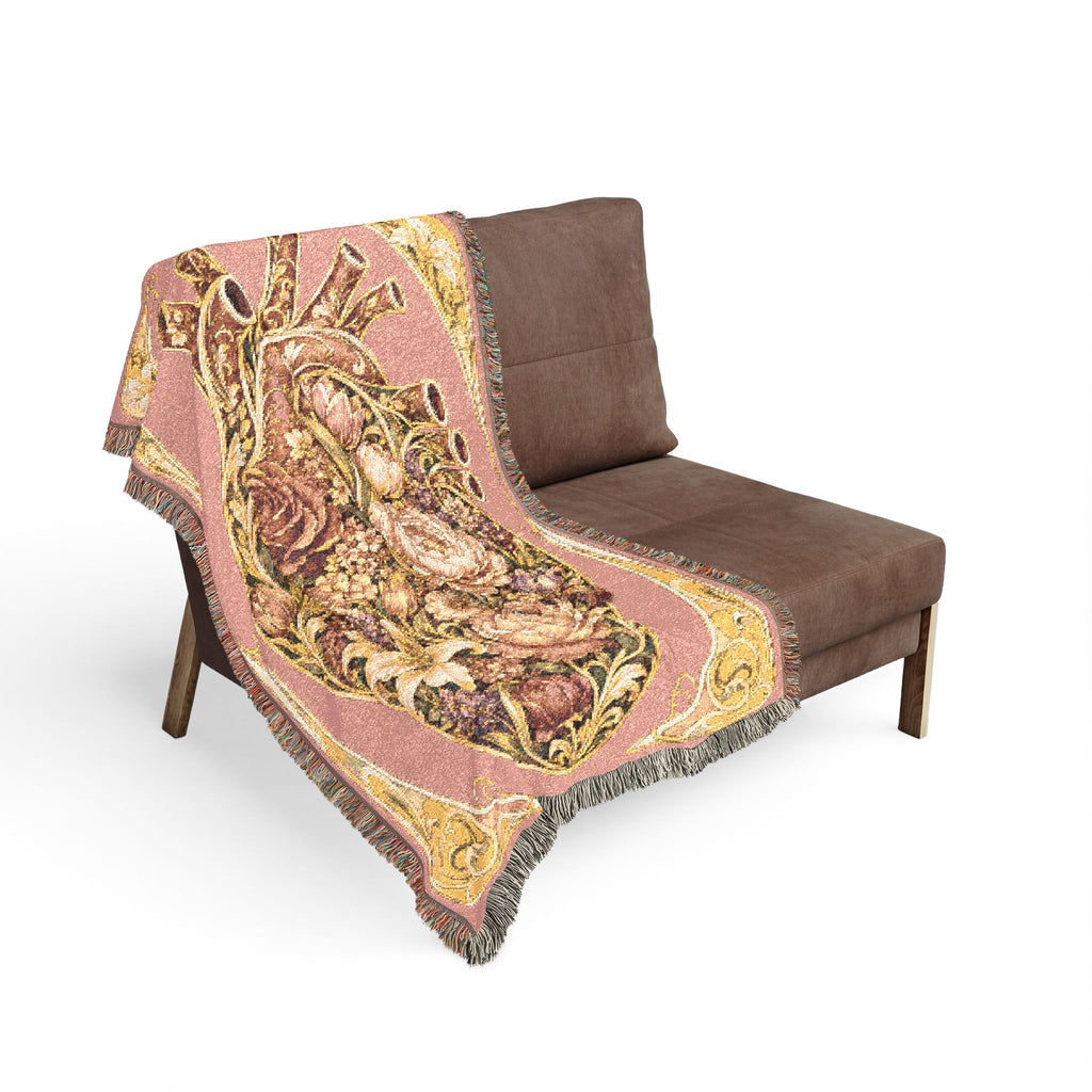 Floral Tapestry Throw Blanket — Vintage Bouquet Woven Blanket